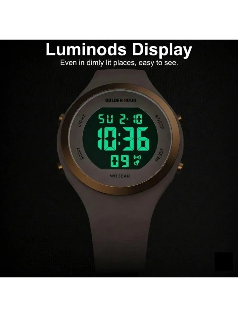 Women's Rose Gold/Pink Sand Waterproof Sport Chronograph Silicone Strap Watches